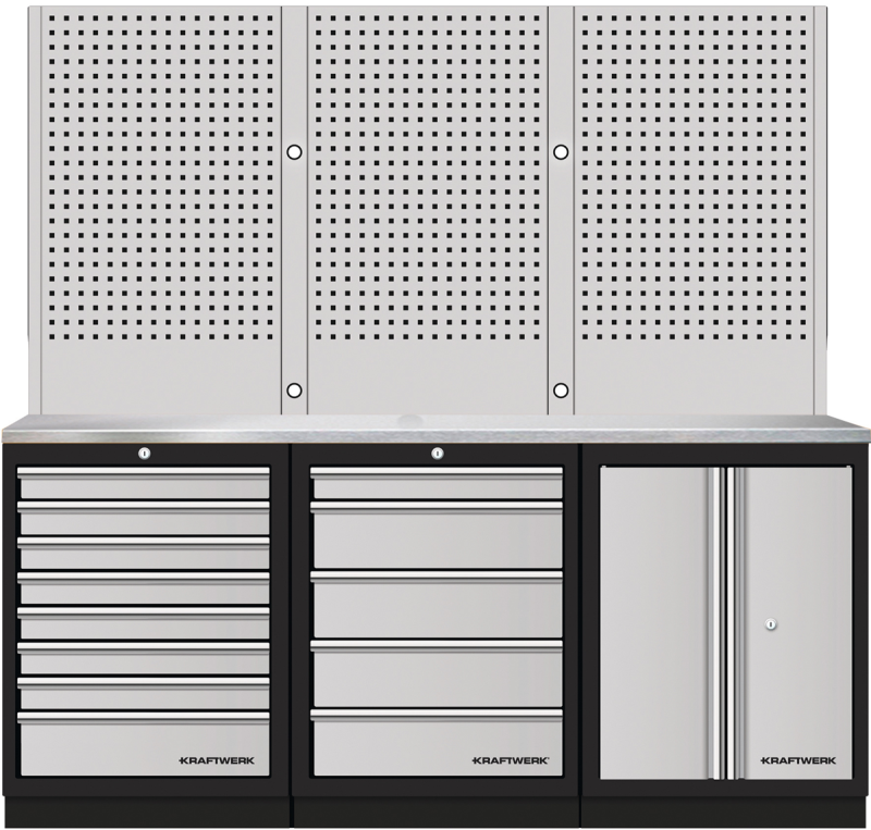 Kraftwerk Mobilio 3er Kompakt-Kombi mit Lochwand Edelstahl